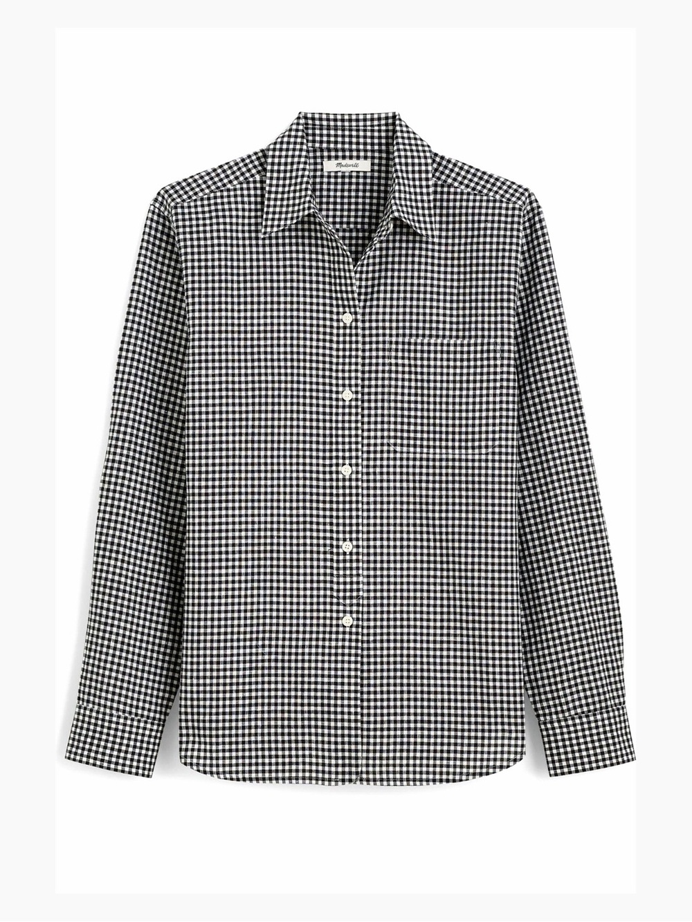 Madewell Relaxed Curved-Hem Button-Up Shirt XS Black White Gingham NWT
